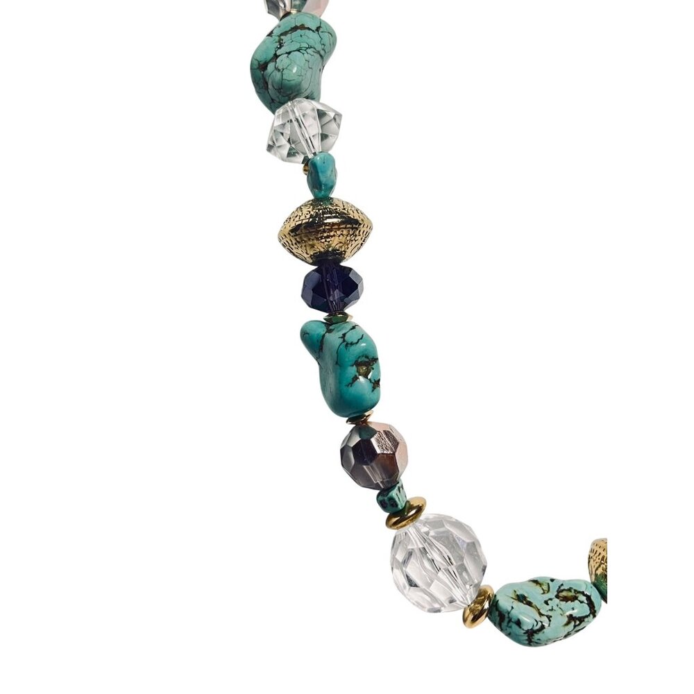 Carol Dauplaise Chunky Bead Necklace W/Turquoise Purple And Gold Accents (6301) - Picture 2 of 8